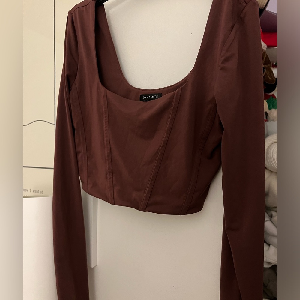 magenta dynamite long sleeve with corset detailing